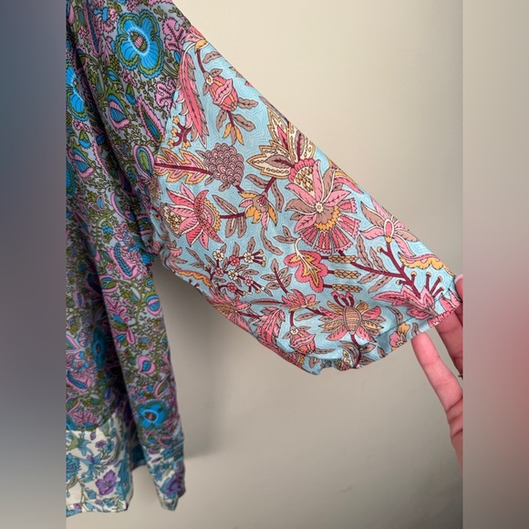 Karma Highway Floral Paisley Colorful Short Open Kimono OS Bohemian Hippie - Picture 3 of 10